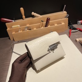 Hermès Verrou Mini 17cm Crocodile 8L/Beton (Béton) Silver Hardware Verrou-016 Fully Hand-Stitched