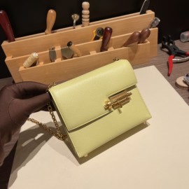 Hermès Verrou Mini 17cm Chevre Mysore R9/Jaune Bourgeon Gold Hardware Verrou-018 Fully Hand-Stitched