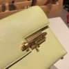 Hermès Verrou Mini 17cm Chevre Mysore R9/Jaune Bourgeon Gold Hardware Verrou-018 Fully Hand-Stitched