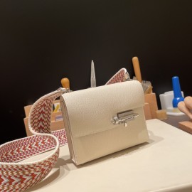 Hermès Verrou Mini 17cm Chevre Mysore 10/Craie Silver Hardware Verrou-019 Fully Hand-Stitched