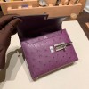 Hermès Verrou Mini 17cm Ostrich P9/Anemone Silver Hardware Verrou-021 Fully Hand-Stitched