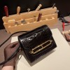 Hermès Roulis 19cm Crocodile 89/Black (Noir) Gold Hardware Roulis-022 Fully Hand-Stitched