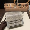 Hermès Roulis 19cm Crocodile Alligator & Natural Lizard 80/Pearl Grey X Ombre Silver Hardware Roulis-025 Fully Hand-Stitched