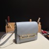Hermès Roulis 19cm Evercolor J7/Blue Lin Gold Hardware Roulis-027 Fully Hand-Stitched