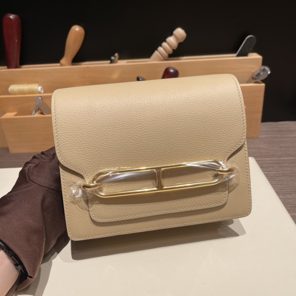 Hermès Roulis 19cm Evercolor S2/Trench Gold Hardware Roulis-030 Fully Hand-Stitched