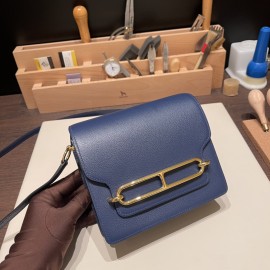 Hermès Roulis 19cm Evercolor 73/Blue Saphir X Blue Freeda Gold Hardware Roulis-033 Fully Hand-Stitched