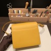 Hermès Roulis 19cm Evercolor 9D/Jaune Ambre Silver Hardware Roulis-036 Fully Hand-Stitched