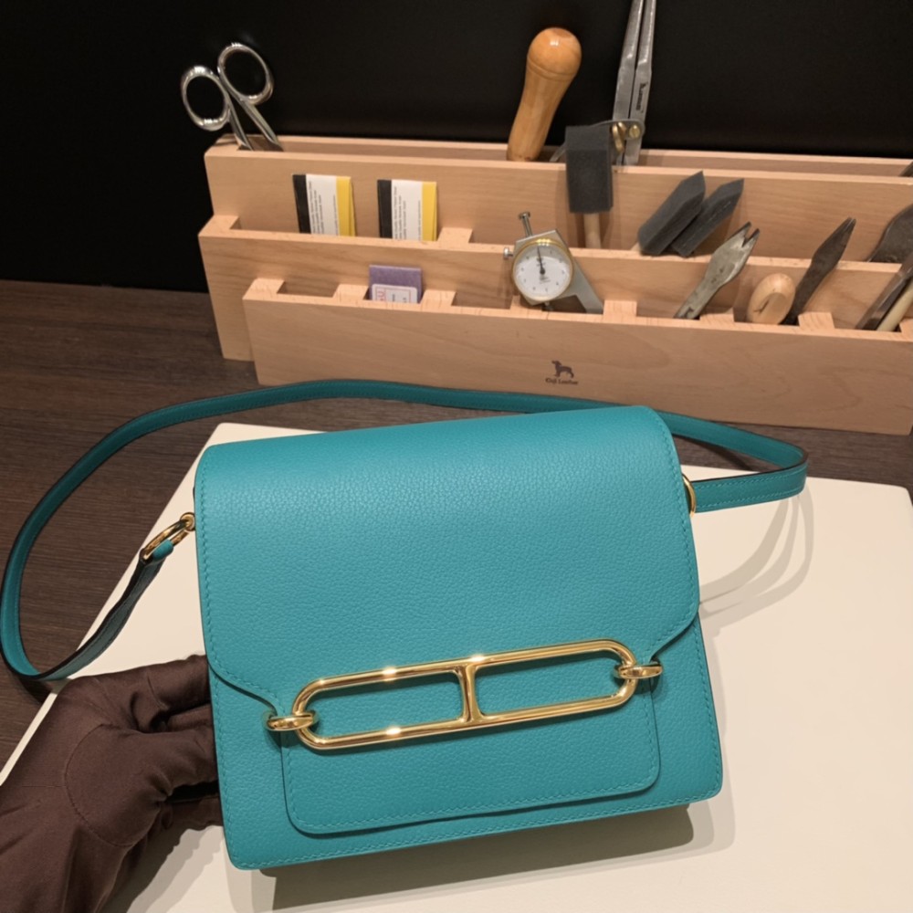 Hermès Roulis 19cm Evercolor 6H/Vert Veronese Gold Hardware Roulis-043 Fully Hand-Stitched