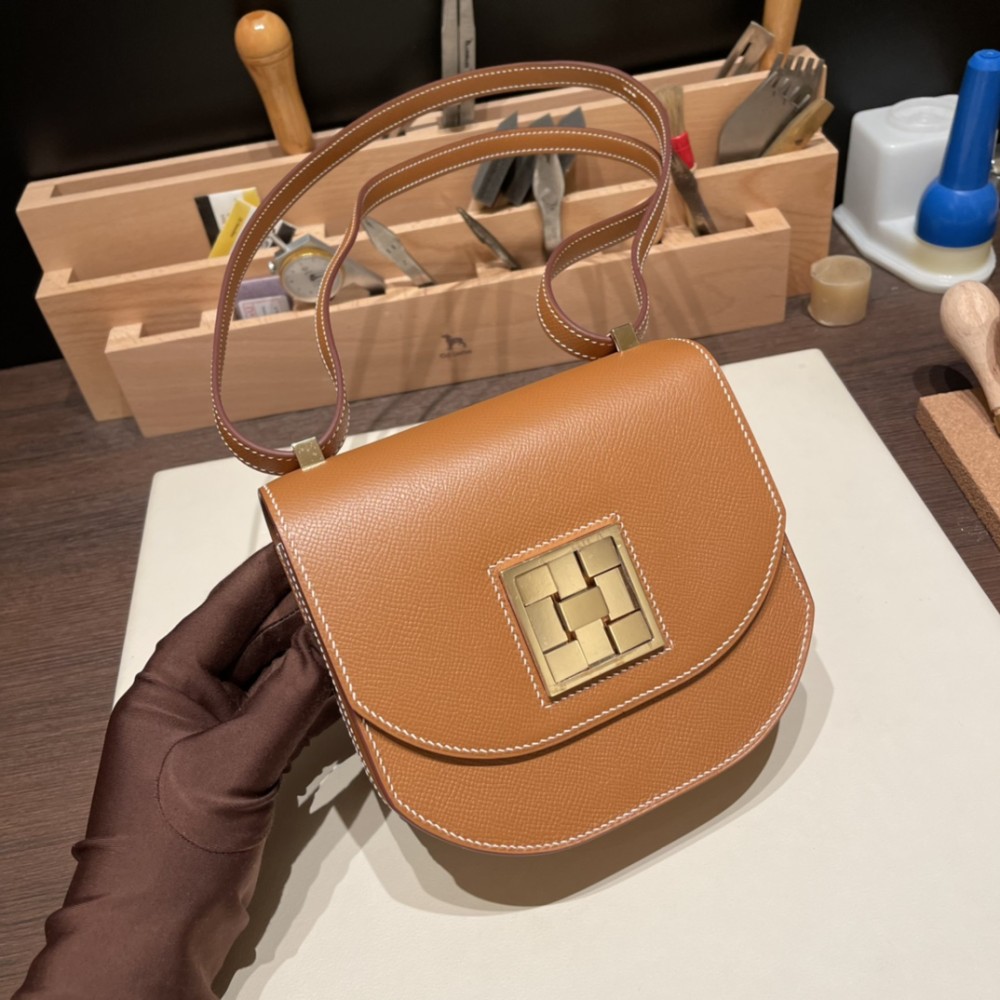 Hermès Mosaique 17cm Veau Epsom 37/Gold Silver Hardware Mosaique-066 Fully Hand-Stitched