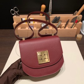 Hermès Mosaique 17cm Veau Epsom 57/Bordeaux Gold Hardware Mosaique-068 Fully Hand-Stitched