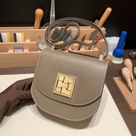Hermès Mosaique 17cm Veau Epsom 18/Étoupe Grey (Étoupe) Gold Hardware Mosaique-070 Fully Hand-Stitched