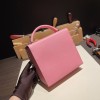 Hermès Stock~Cinhetic 18cm Chevre Mysore 1Q/Rose Confetti Silver Hardware Cinhetic-072 Fully Hand-Stitched