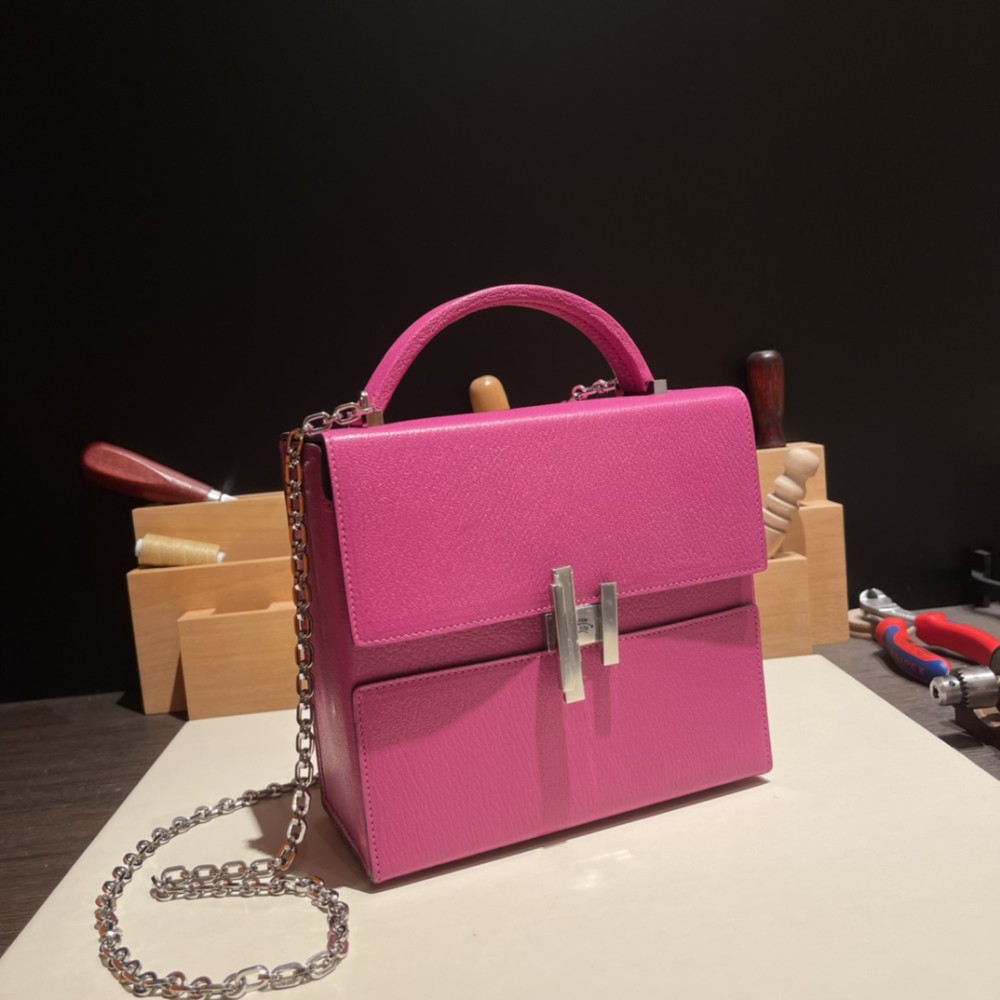 Hermès Stock~Cinhetic 18cm Chevre Mysore L3/Rose Purple Gold Hardware Cinhetic-073 Fully Hand-Stitched