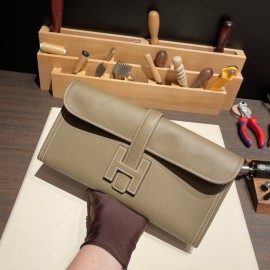 Hermès Jige Elan 29 Clutch Swift 18/Étoupe Grey (Étoupe) JigeElan-081 Fully Hand-Stitched