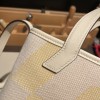Hermès Cabas H En Biais 27cm Twill Ash/Swift I2/Nata Biais27-088 Fully Hand-Stitched