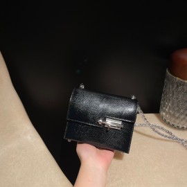 Hermès Verrou Mini 17cm Natural Lizard 89/Black verrou17-095 Fully Hand-Stitched