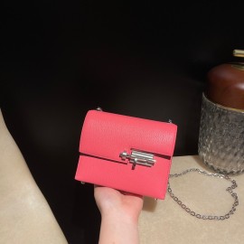 Hermès Verrou Mini 17cm Chevre Mysore 8W/Rose Azalee verrou17-099 Fully Hand-Stitched