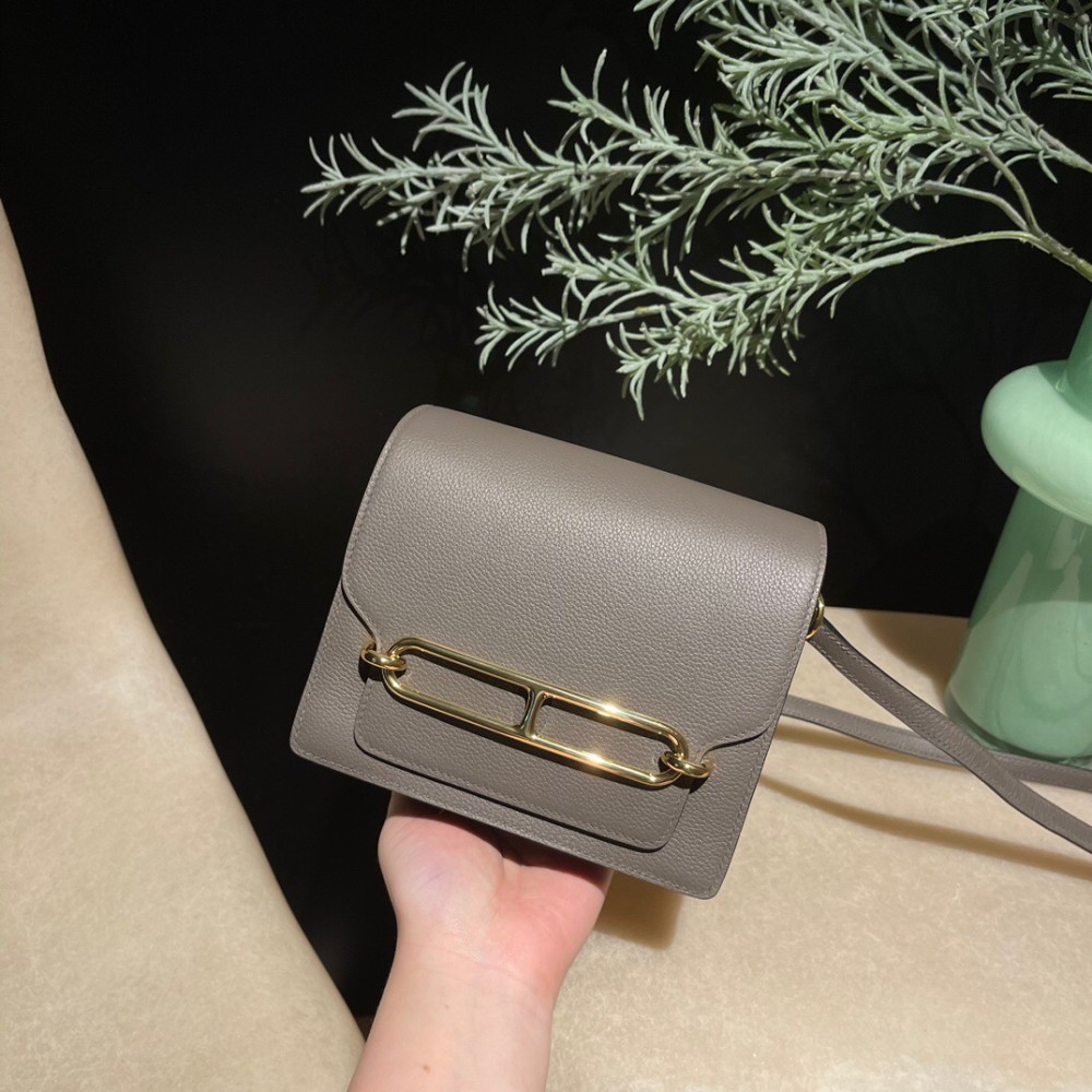 Hermès Roulis 19cm Evercolor 8F/Etain Roulis-108 Fully Hand-Stitched