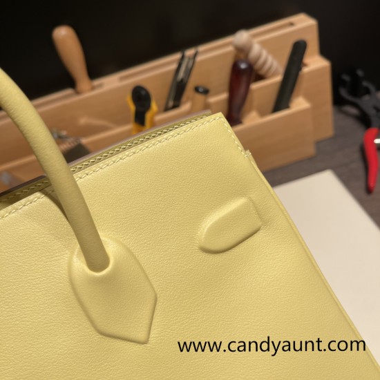 Hermes Shadow Birkin 25 swift 1Z/Jaune Poussin Full Handmade Hermes Shadow Birkin 25 swift 1Z/Jaune Poussin Full Handmade