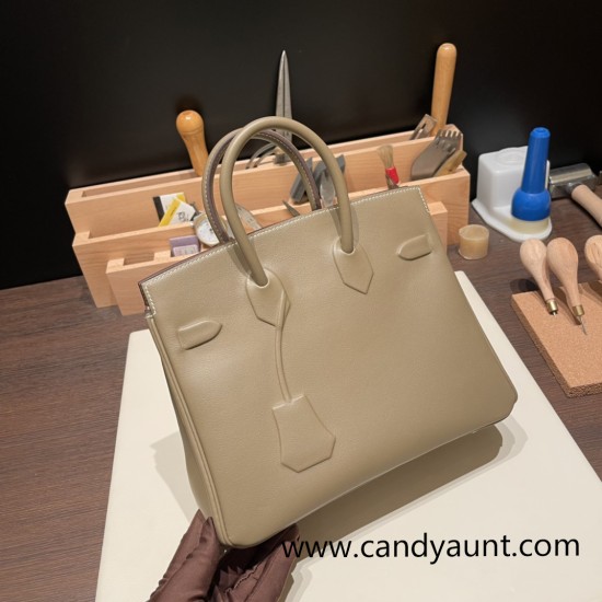 Hermes Shadow Birkin 25 swift 18/Étoupe Grey (Étoupe) Full Handmade Hermes Shadow Birkin 25 swift 18/Étoupe Grey (Étoupe) Full Handmade