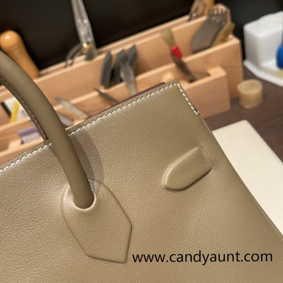 Hermes Shadow Birkin 25 swift 18/Étoupe Grey (Étoupe) Full Handmade Hermes Shadow Birkin 25 swift 18/Étoupe Grey (Étoupe) Full Handmade