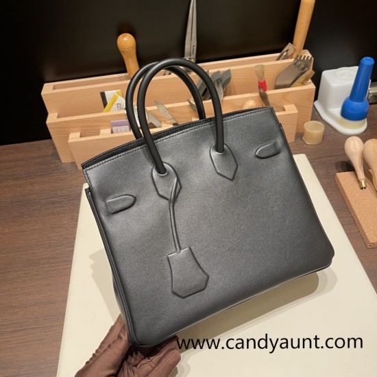 Hermes Shadow Birkin 25 89 /Black (Noir) swift Full Handmade Hermes Shadow Birkin 25 89 /Black (Noir) swift Full Handmade
