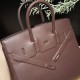 Hermes Shadow Birkin 25 swift 0G/Rouge Sellier Full Handmade Hermes Shadow Birkin 25 swift 0G/Rouge Sellier Full Handmade