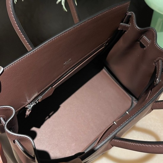 Hermes Shadow Birkin 25 swift 0G/Rouge Sellier Full Handmade Hermes Shadow Birkin 25 swift 0G/Rouge Sellier Full Handmade