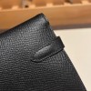 Hermès Kelly Wallet Long Veau Epson 89/Black (Noir) Black Silver Hardware wallet-001 Fully Hand-Stitched