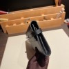 Hermès Kelly Wallet Long Veau Epson 89/Black (Noir) Black Silver Hardware wallet-001 Fully Hand-Stitched