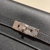 Hermès Kelly Wallet Long Veau Epson 89/Black (Noir) Black Silver Hardware wallet-001 Fully Hand-Stitched