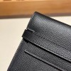 Hermès Kelly Wallet Long Veau Epson 89/Black (Noir) Black Gold Hardware wallet-002 Fully Hand-Stitched