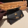 Hermès Kelly Wallet Long Veau Epson 89/Black (Noir) Black Gold Hardware wallet-002 Fully Hand-Stitched
