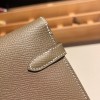 Hermès Kelly Wallet Long Veau Epson 18/Étoupe Grey (Étoupe) Etoupe Silver Hardware wallet-003 Fully Hand-Stitched