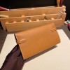 Hermès Kelly Wallet Long Veau Epson 37/Gold Gold Silver Hardware wallet-004 Fully Hand-Stitched
