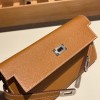 Hermès Kelly Wallet Long Veau Epson 37/Gold Gold Silver Hardware wallet-004 Fully Hand-Stitched
