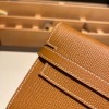 Hermès Kelly Wallet Long Veau Epson 37/Gold Gold Silver Hardware wallet-004 Fully Hand-Stitched