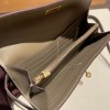 Hermès Kelly Wallet Long Veau Epson 18/Étoupe Grey (Étoupe) Etoupe Gold Hardware wallet-005 Fully Hand-Stitched