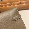 Hermès Kelly Wallet Long Veau Epson 18/Étoupe Grey (Étoupe) Etoupe Gold Hardware wallet-005 Fully Hand-Stitched