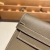 Hermès Kelly Wallet Long Veau Epson 18/Étoupe Grey (Étoupe) Etoupe Gold Hardware wallet-005 Fully Hand-Stitched
