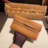 Hermès Kelly Wallet Long Veau Epson 37/Gold Gold Gold Hardware wallet-006 Fully Hand-Stitched