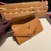 Hermès Kelly Wallet Long Veau Epson 37/Gold Gold Gold Hardware wallet-006 Fully Hand-Stitched