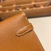 Hermès Kelly Wallet Long Veau Epson 37/Gold Gold Gold Hardware wallet-006 Fully Hand-Stitched