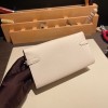 Hermès Kelly Wallet Long Veau Epson 10/Craie Craie Silver Hardware wallet-007 Fully Hand-Stitched