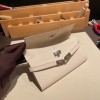 Hermès Kelly Wallet Long Veau Epson 10/Craie Craie Silver Hardware wallet-007 Fully Hand-Stitched