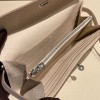 Hermès Kelly Wallet Long Veau Epson 10/Craie Craie Silver Hardware wallet-007 Fully Hand-Stitched