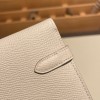 Hermès Kelly Wallet Long Veau Epson 10/Craie Craie Silver Hardware wallet-007 Fully Hand-Stitched