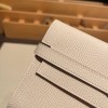 Hermès Kelly Wallet Long Veau Epson 10/Craie Craie Silver Hardware wallet-007 Fully Hand-Stitched
