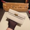 Hermès Kelly Wallet Long Veau Epson 10/Craie Craie Gold Hardware wallet-008 Fully Hand-Stitched
