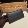 Hermès Kelly Wallet Long Veau Epson 89/Black (Noir) Black Silver Hardware wallet-009 Fully Hand-Stitched